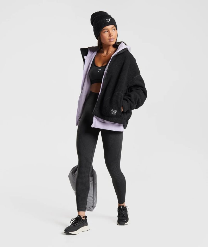 Kurtka Gymshark Sherpa Damskie Czarne | PL 307YML